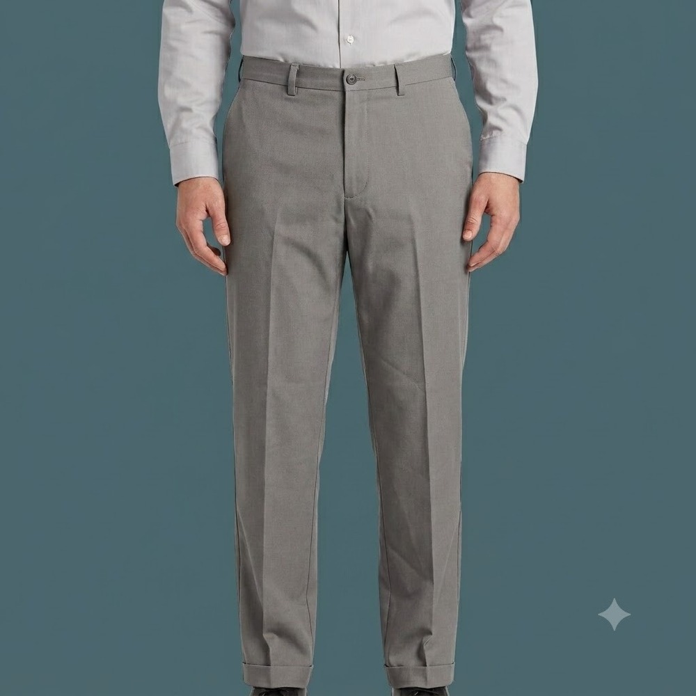 Haggar Dress Pants Mens 40x29 Gray Classic Fit‎ Flat Front Slacks